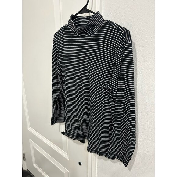 Liz Claiborne Striped Turtleneck Long Sleeve Top Black White Sz Small Knit Chic - Picture 3 of 9